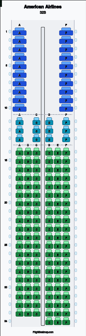 American Airlines Airbus A321 (sharklets) seat map layout for flight AA2453 from LAX to BOS