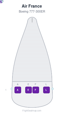 Air France Boeing 777-300ER seat map layout for flight AF459 from GRU to CDG