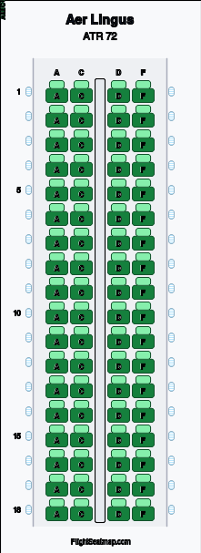 Aer Lingus ATR 72 seat map layout for flight EI3553 from EDI to DUB