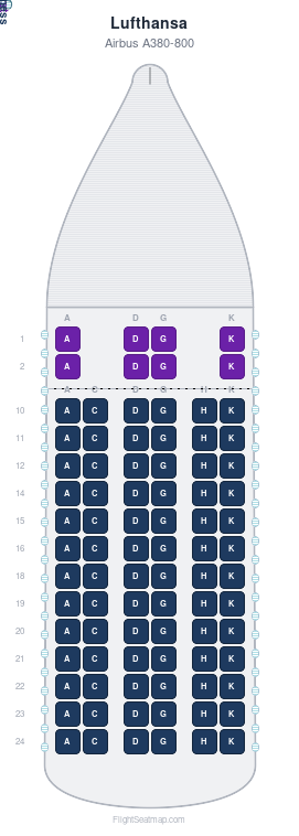 Lufthansa Airbus A380-800 seat map layout for flight LH410 from MUC to JFK