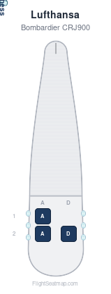 Lufthansa Bombardier CRJ900 seat map layout for flight LH2372 from MUC to ZRH