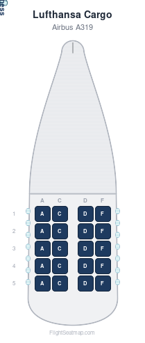 Lufthansa Cargo Airbus A319 seat map layout for flight LH2383 from GVA to MUC