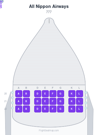 All Nippon Airways 777 seat map layout showing 1-class configuration with 24 seats