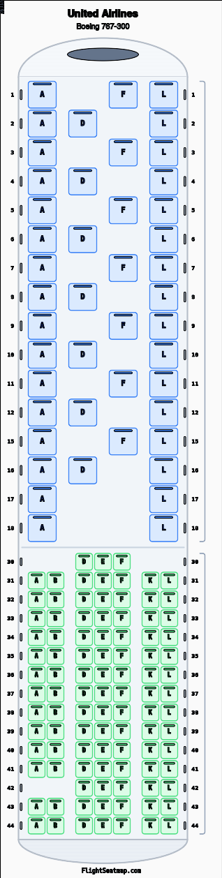 United 767-300 Seat Map Best Seats