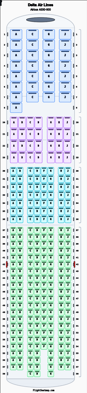 Delta A330-900neo Seat Map Best Seats